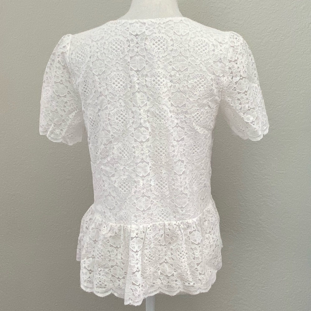 NWT Loft white lace peplum top blouse - Picture 8 of 9